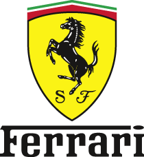 Logodesign von Ferrari. Das kombinierte Zeichen des Pferds mit dem Schriftzug kennt weltweit jeder.